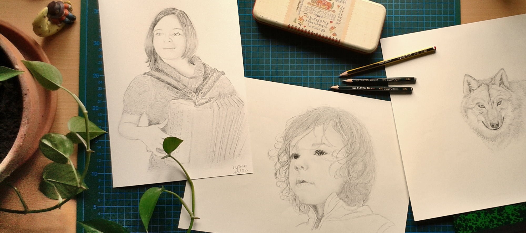 Les dessins de la lutine - Portraits personnalisés au crayon, cartes et marque-pages illustrés