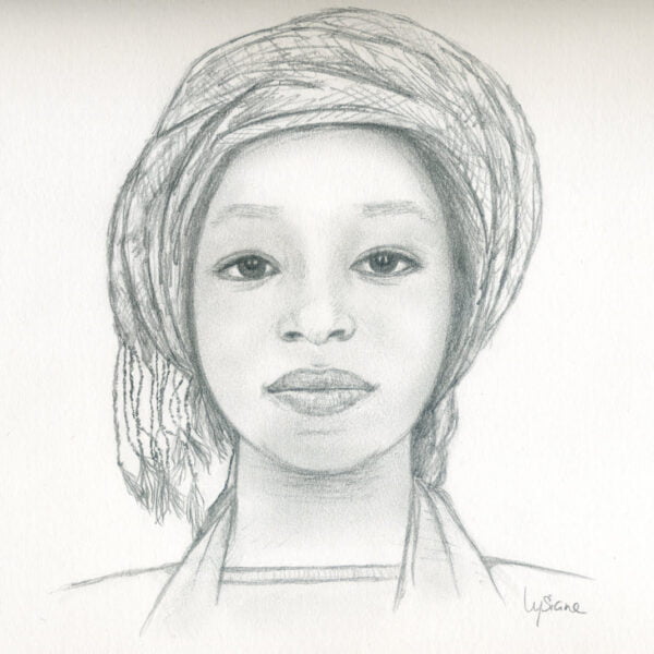 Dessin jeune fille éthiopienne, portrait au crayon