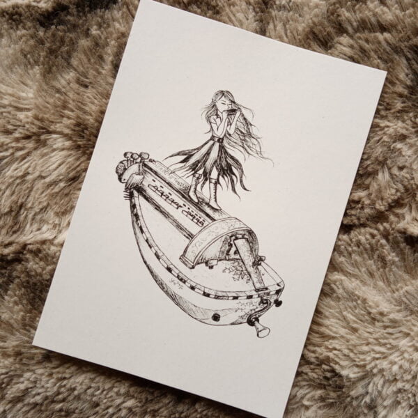 Carte postale Harmonies, vielle à roue