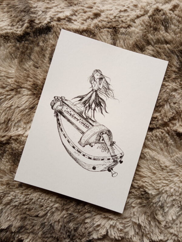 Carte postale Harmonies, vielle à roue