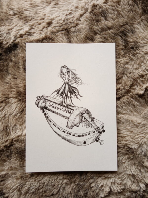 Carte postale Harmonies, vielle à roue