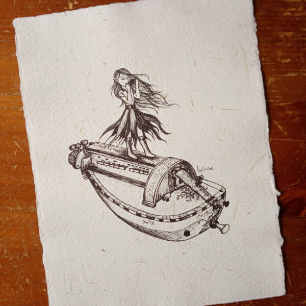 Fantasy et musique, impression sur papier fait-main à l'ancienne
