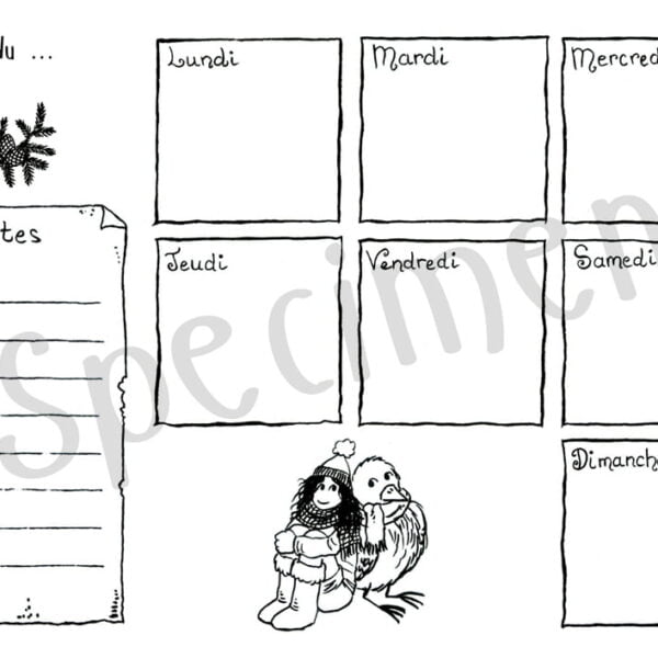Agenda semaine hiver illustré