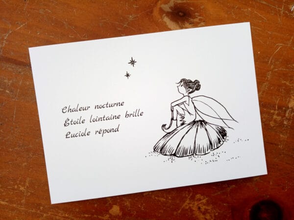 Carte postale Haïku, petite fée luciole