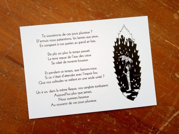 Carte postale poème, jours pluvieux