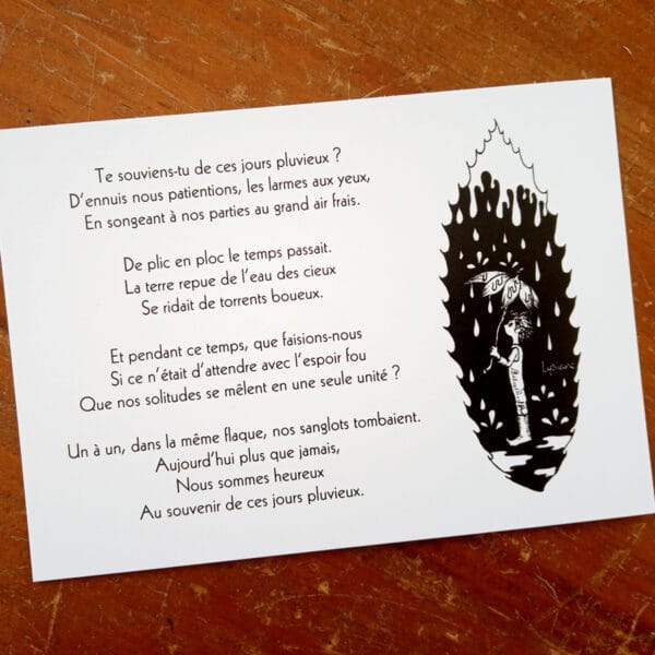 Carte postale poème, jours pluvieux