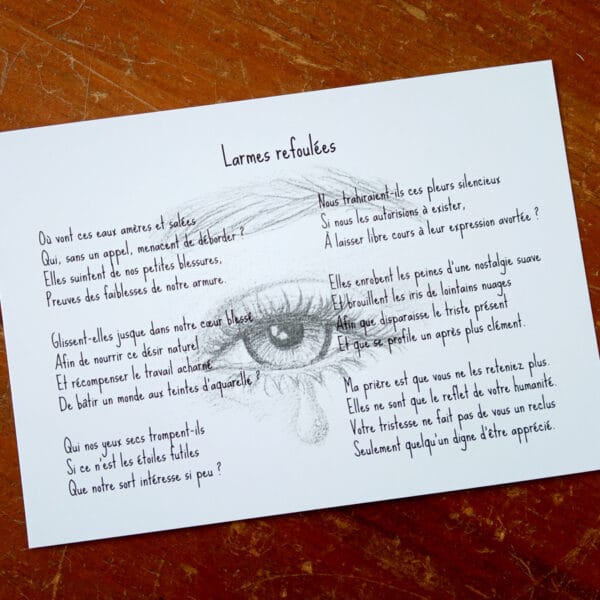 Carte postale poème, larmes refoulées