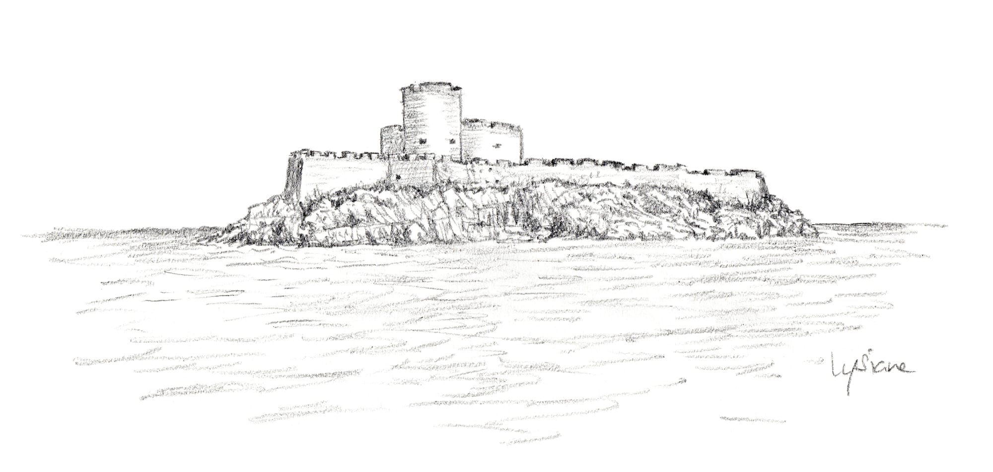 Le château d'If, dessin au crayon 2025