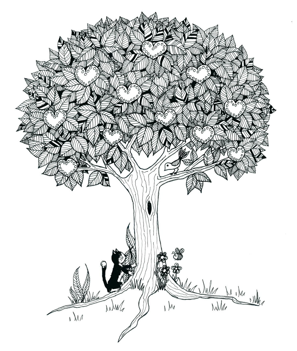 Arbre d'été à colorier