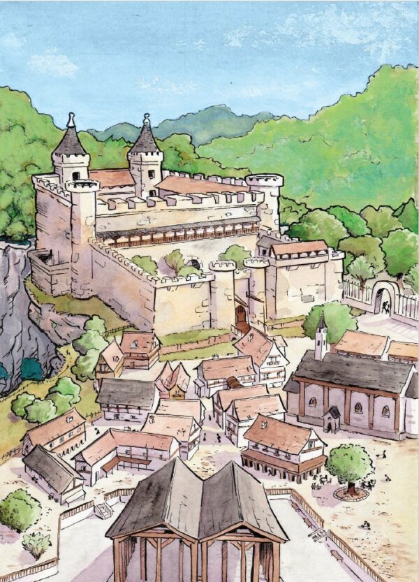 Carte postale "Château" des Aventures de Fleur et Adam, Valentin Desfemmes
