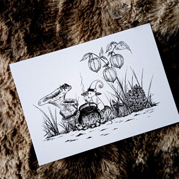 Carte postale "Souris sorcière d'automne"