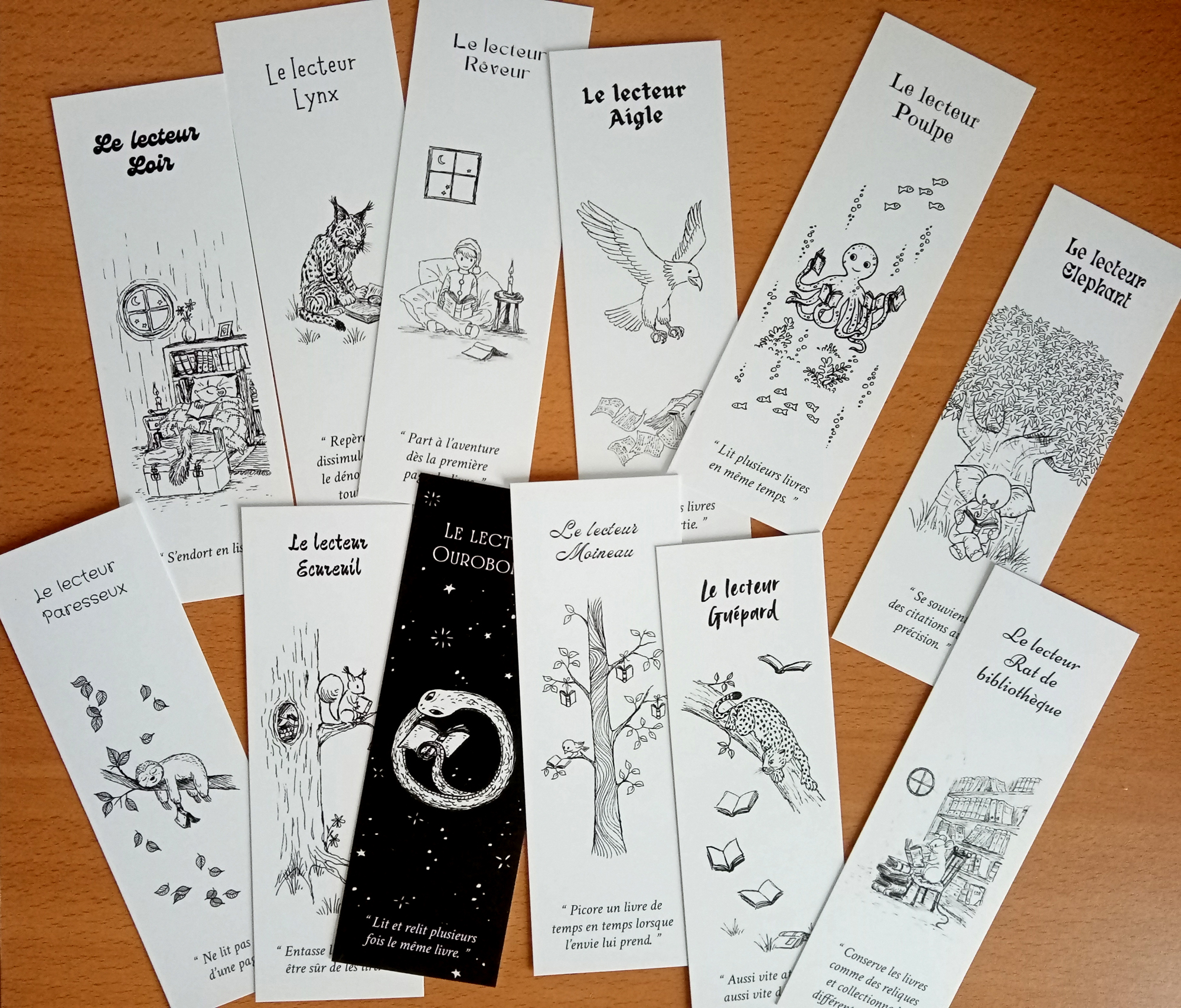 Lot de 12 marque-pages « Lecteurs-totems »