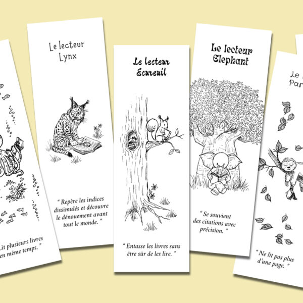 Lot de 12 marque-pages « Lecteurs-totems »