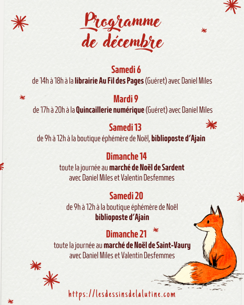 Programmation décembre Lysiane Binet illustratrice