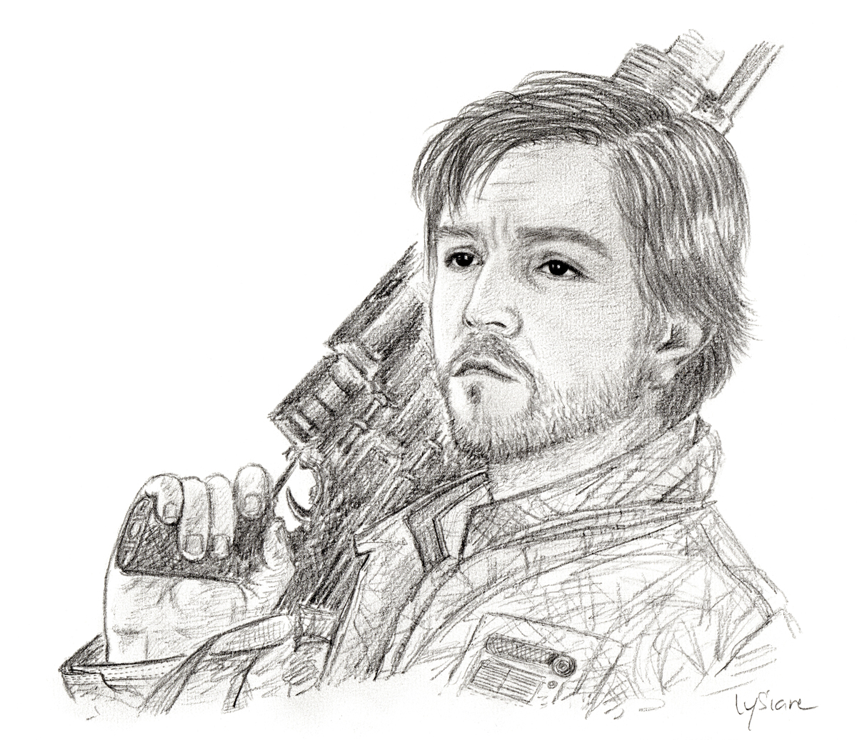 Cassian Andor, dessin au crayon Lysiane Binet