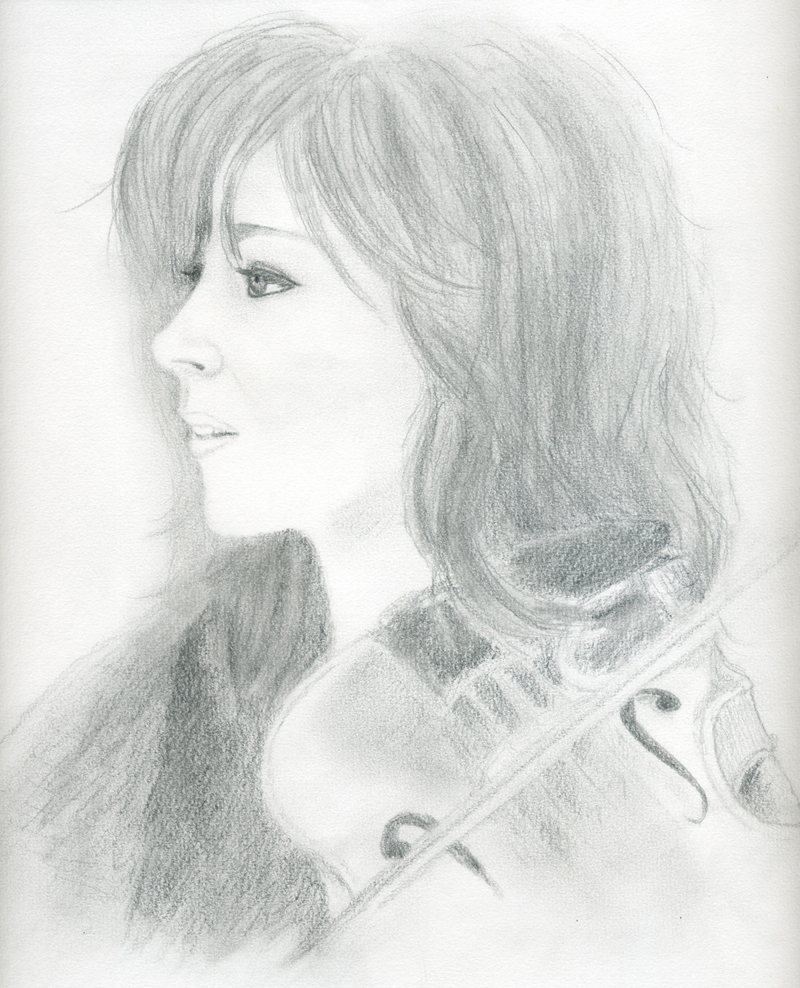 Lindsey Stirling, dessin au crayon Lysiane Binet 2019