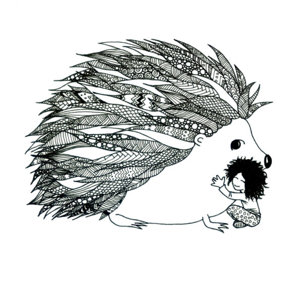 Hérisson câlin, dessin original Lysiane Binet