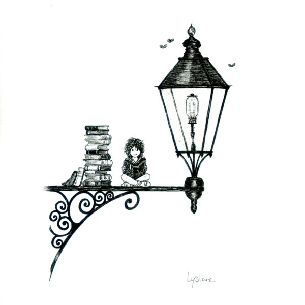 Lire encore, dessin original Lysiane Binet