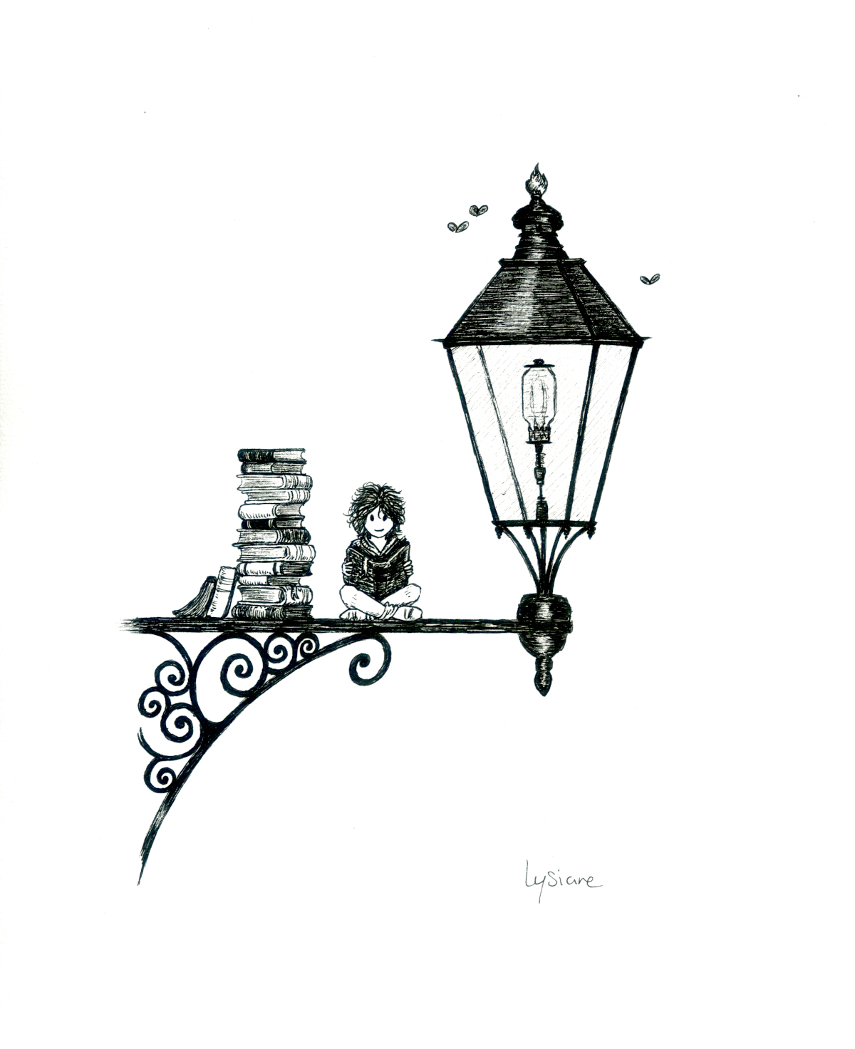 Lire encore, dessin original Lysiane Binet