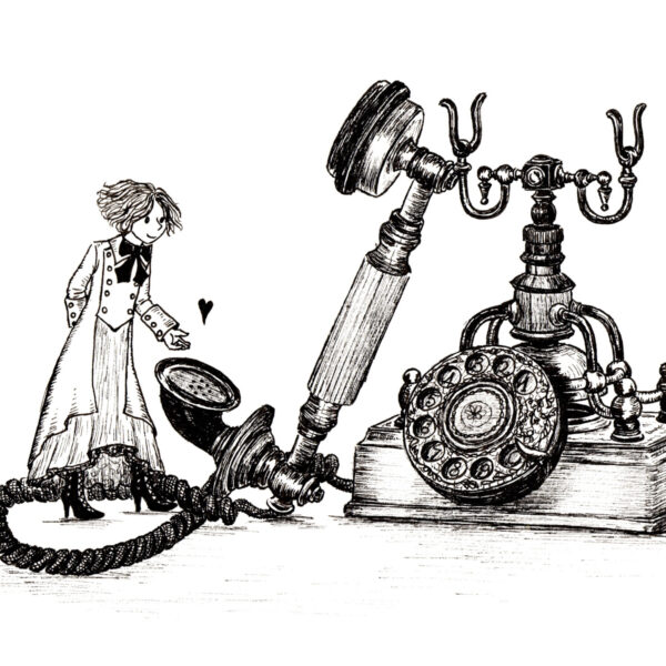 Cœur messager, dessin original Lysiane Binet