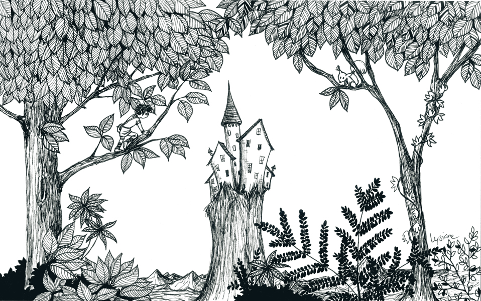 Château enchanté, dessin original Lysiane Binet