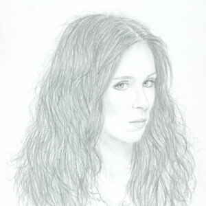 Audrey Fleurot, portrait au crayon d'après photo, par Lysiane Binet