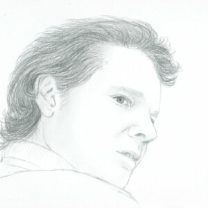 Bénabar, portrait au crayon d'après photo, par Lysiane Binet