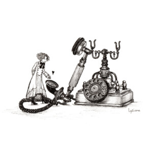 Cœur messager, dessin à l'encre Lysiane Binet