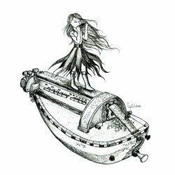 Harmonies, dessin à l'encre format A4 Harmonies, dessin noir et blanc Lysiane Binet