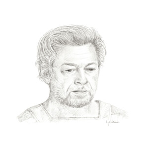 Andy Serkis (Andor), portrait au crayon par Lysiane Binet