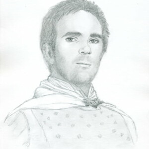 Thomas Cousseau / Lancelot, portrait au crayon d'après photo, par Lysiane Binet