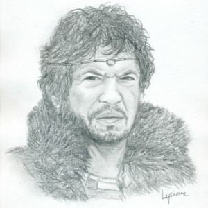 Lionel Astier alias Léodagan, portrait au crayon d'après photo, par Lysiane Binet