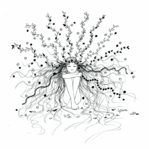 Dormance, dessin noir et blanc Lysiane Binet