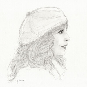 Isabelle Carré, portrait au crayon par Lysiane Binet