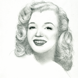 Marilyn Monroe, portrait au crayon d'après photo