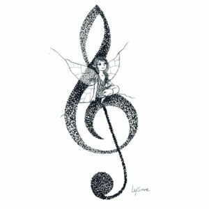 Mélomane, dessin noir et blanc Lysiane Binet
