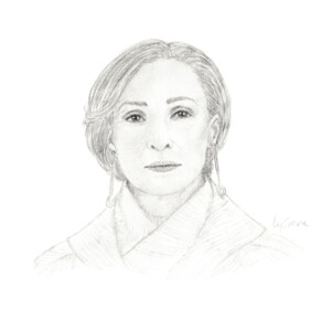 Genevieve O'Reilly (Andor), portrait au crayon par Lysiane Binet