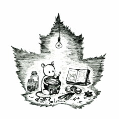 Jour 12 : Epicé, sur feuille d'érable rouge Inktober 2023 - Spicey, Lysiane Binet