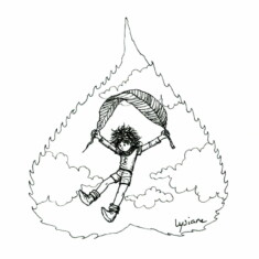 Jour 13 : S'élever, sur feuille de tremble Inktober 2023 - Rise, Lysiane Binet