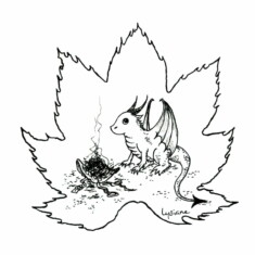 Jour 18 : Selle, sur feuille d'érable circiné Inktober 2023 - Saddle, Lysiane Binet