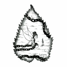 Jour 21 : Chaînes, sur feuille de mûrier blanc Inktober 2023 - Chains, Lysiane Binet