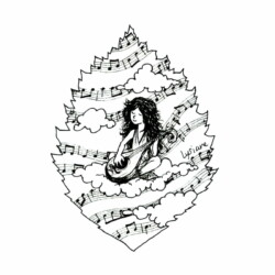 Jour 23 : Céleste, sur feuille d'aulne à feuilles minces Inktober 2023 - Celestial, Lysiane Binet