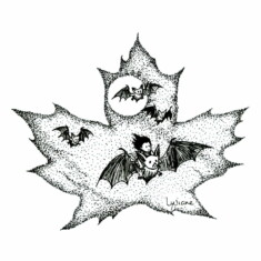 Jour 30 : Se précipiter, sur feuille d'érable à sucre Inktober 2023 - Rush, Lysiane Binet