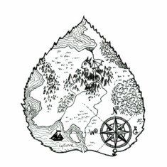 Jour 5 : Plan, sur feuille de peuplier faux-tremble Inktober 2023 - Map, Lysiane Binet