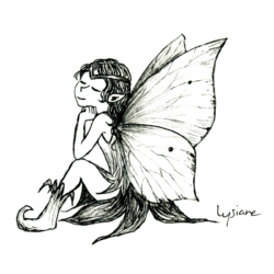 Fée papillon citron, 2023 Fée papillon citron, dessin à l'encre Lysiane Binet